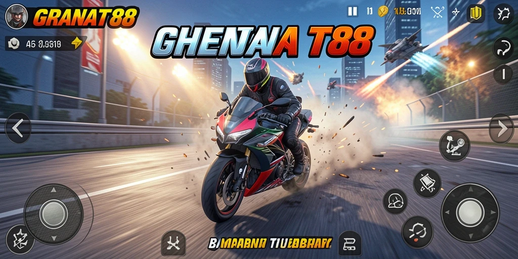 Tampilan mendebarkan dari gameplay balapan motor di GRANAT88.