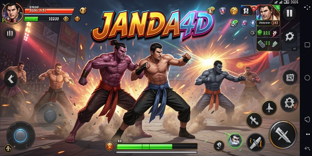 Gameplay pertarungan seru JANDA4D menampilkan aksi yang menegangkan.