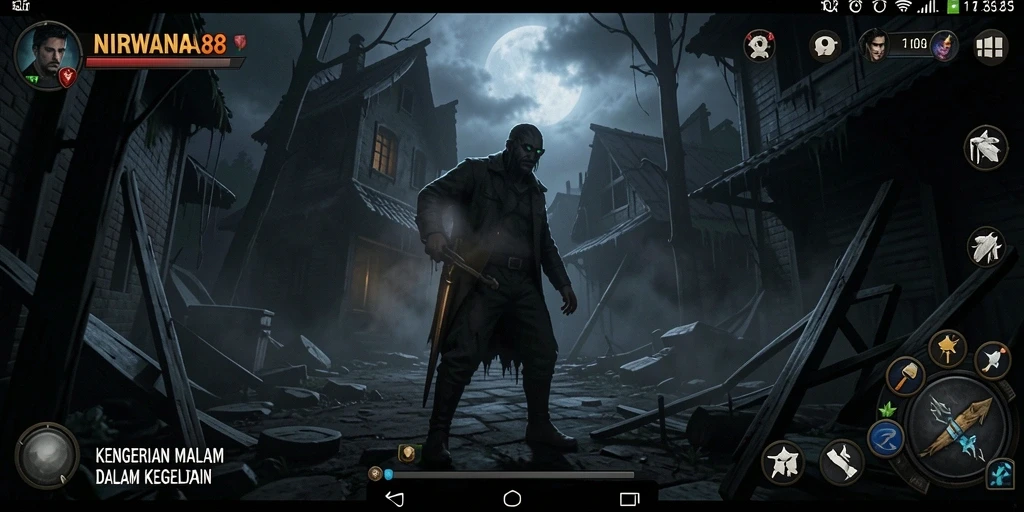 Screenshot menampilkan suasana mencekam dari gameplay NIRWANA88.