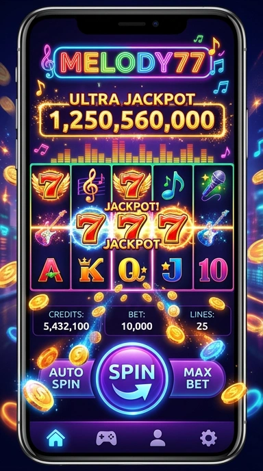 Pengguna sedang menjelajahi aplikasi di melody77.